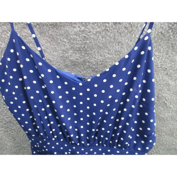 J. Crew Navy Blue Polka Dot Blouson Drop Pleat Silk Midi Dress Size 4 - Picture 5 of 14